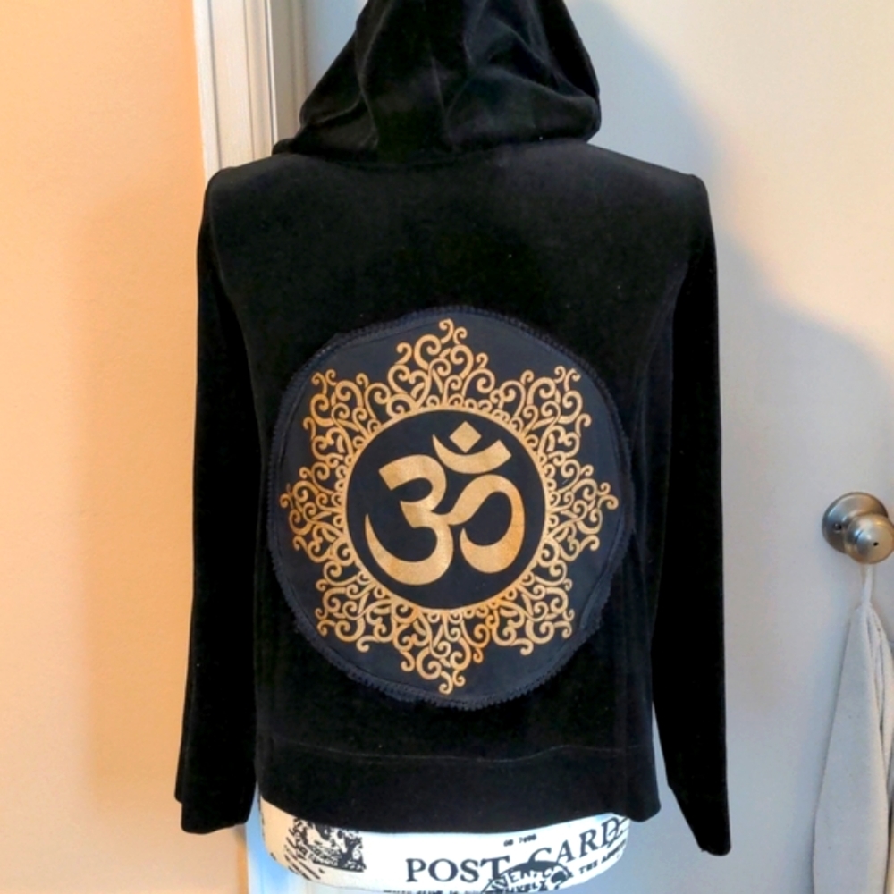 Black Velvet yoga hoodie with Om symbol